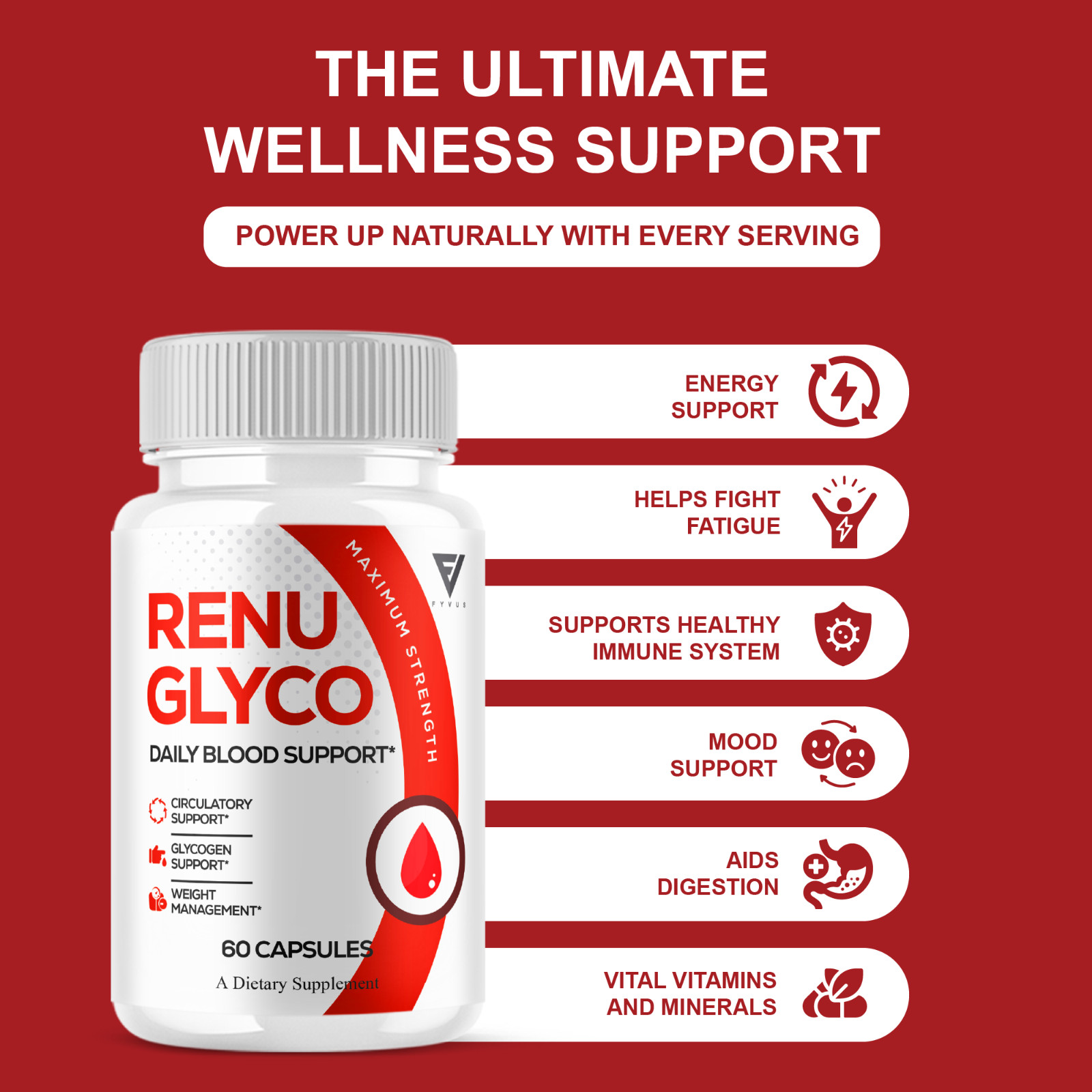(3 Pack) Renu Glyco Daily Blood Support Capsules, RenuGlyco Pills (180 Capsules)