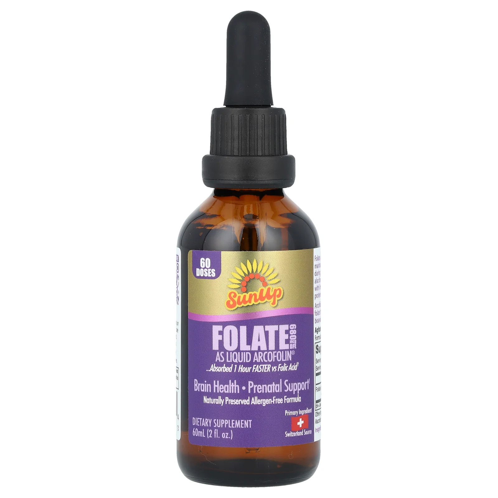 2 X SunUp, Folate as Liquid Arcofolin, 680 mcg DFE, 2 fl oz (60 ml)