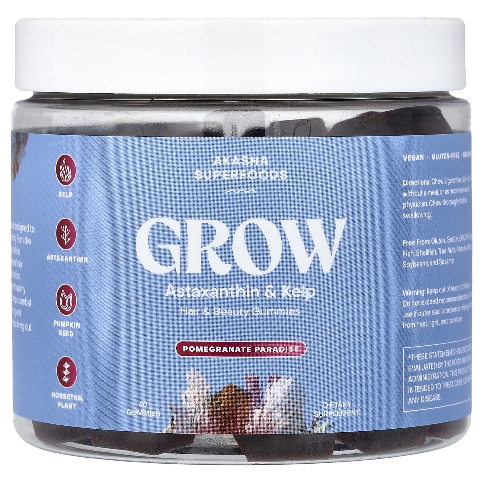 Grow, Hair & Beauty Gummies, Pomegranate Paradise, 60 Gummies