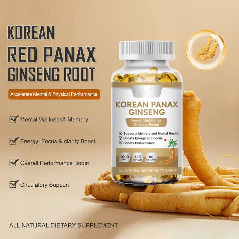 Korean Red NON-GMO Strength Extra Fillers No – Capsules 120 1600mg Ginseng Panax