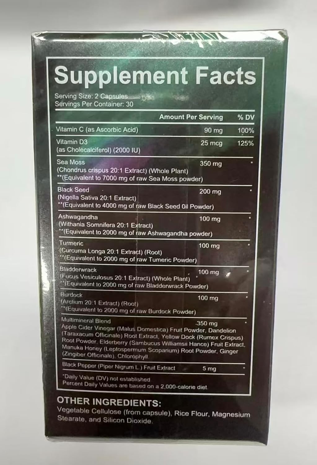Sea Moss Black Seed Oil Ashwagandha Ginger Capsules Supplement 60 Count