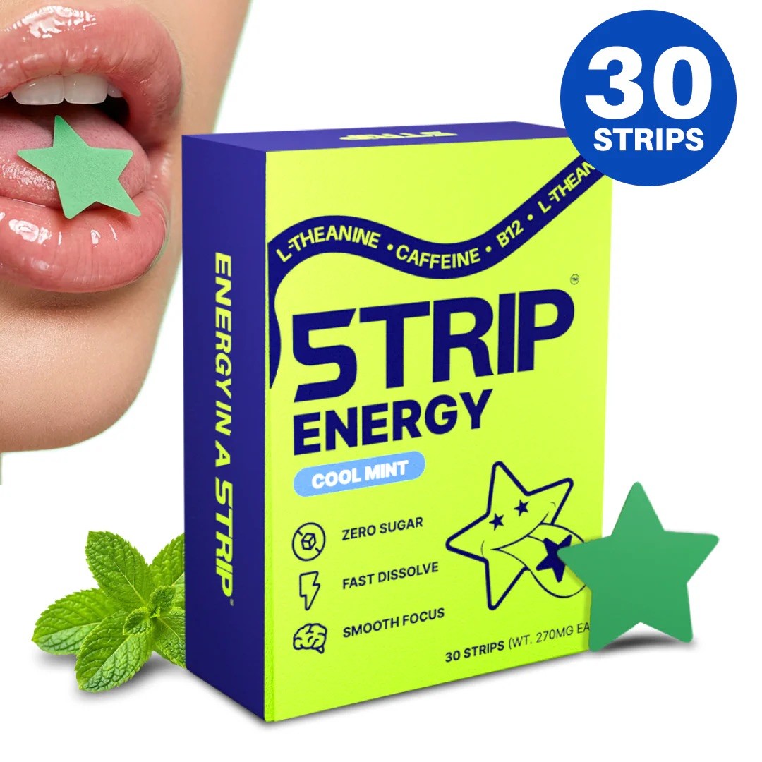 5STRIP Energy Strips Cool Mint 30ct, 50mg Caffeine w/ L-Theanine & B12