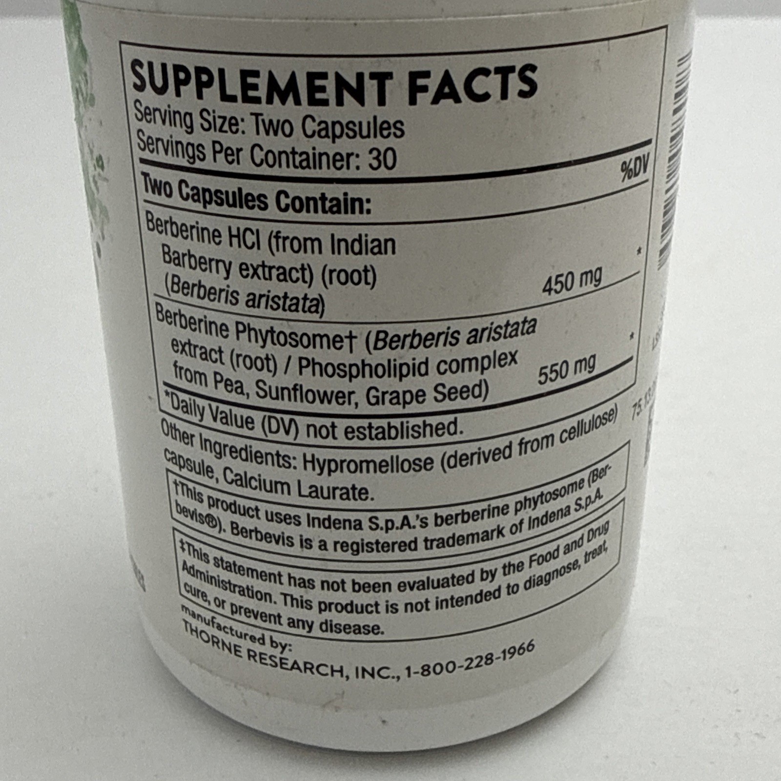 Thorne, Berberine, Dual Action Formula, 1,000 mg per serving, 60 Caps Exp 07/28