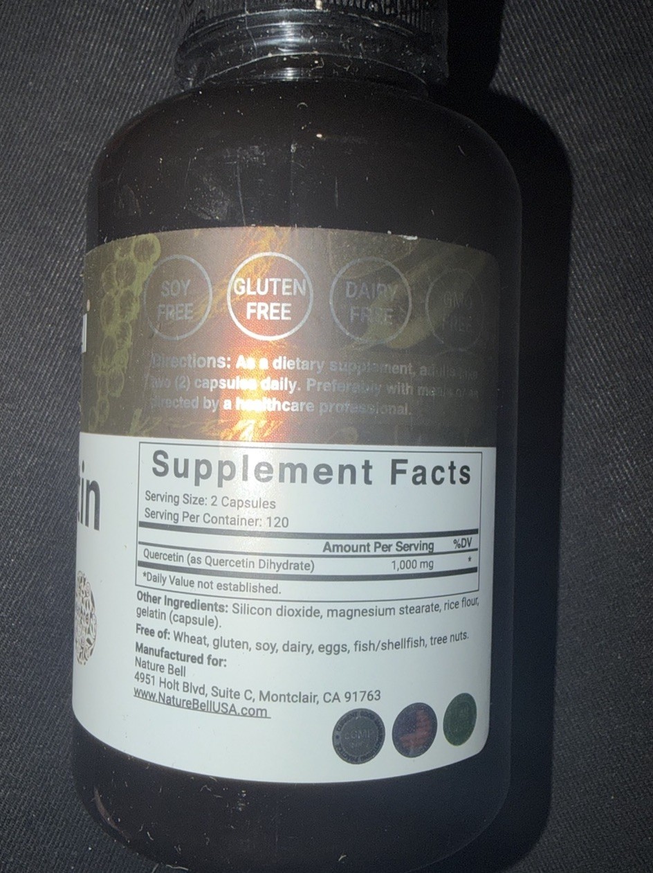 NatureBell Quercetin 1000mg Capsules Immune Support Gluten-Free 240 Count