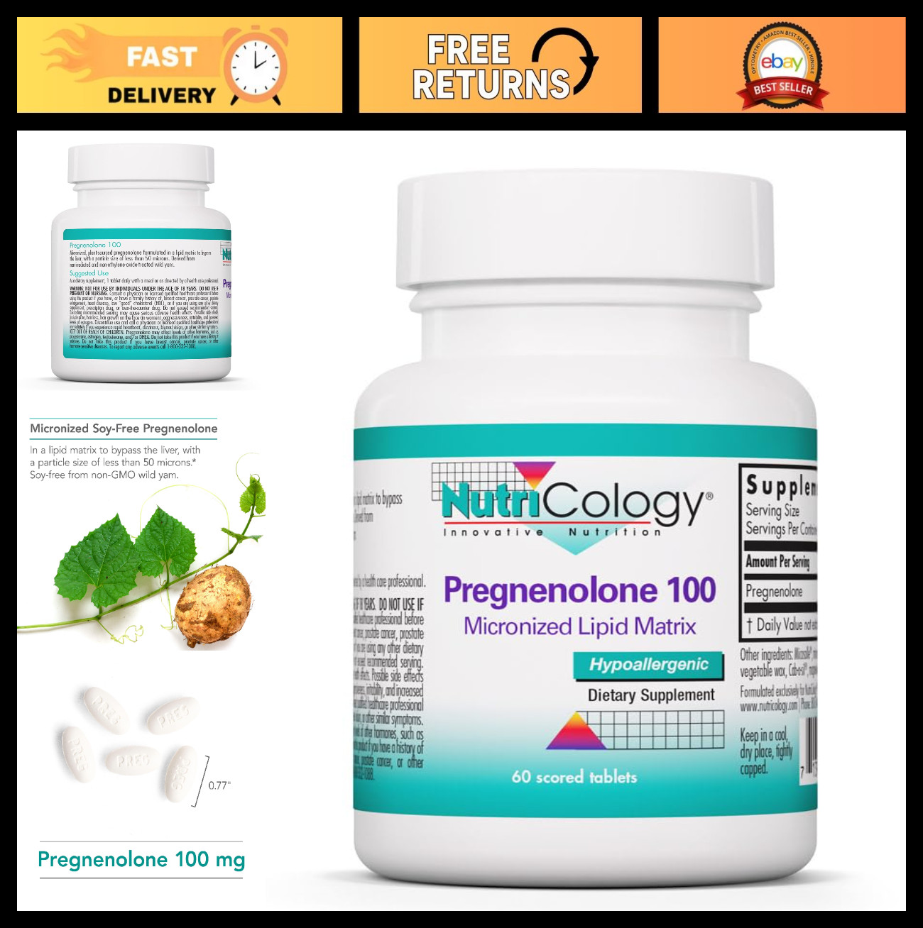 Micronized Pregnenolone 100mg – Hormone Support for Stress & Well-Being – 60 Tab