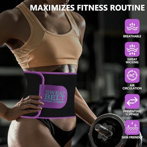 Waist Trainer for Women Lower Belly Fat, Waist Sweat Band Medium Purple-silver