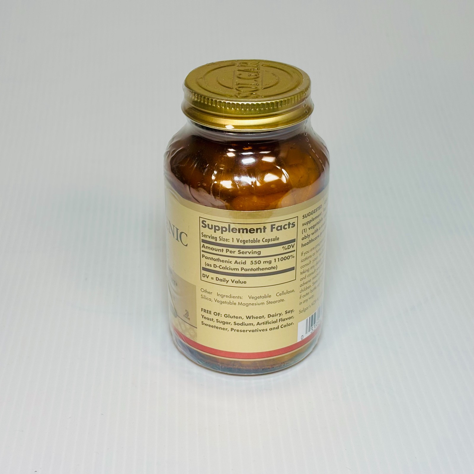 Solgar Pantothenic Acid 550mg 100 Veg Capsules New/Sealed Exp 10/27