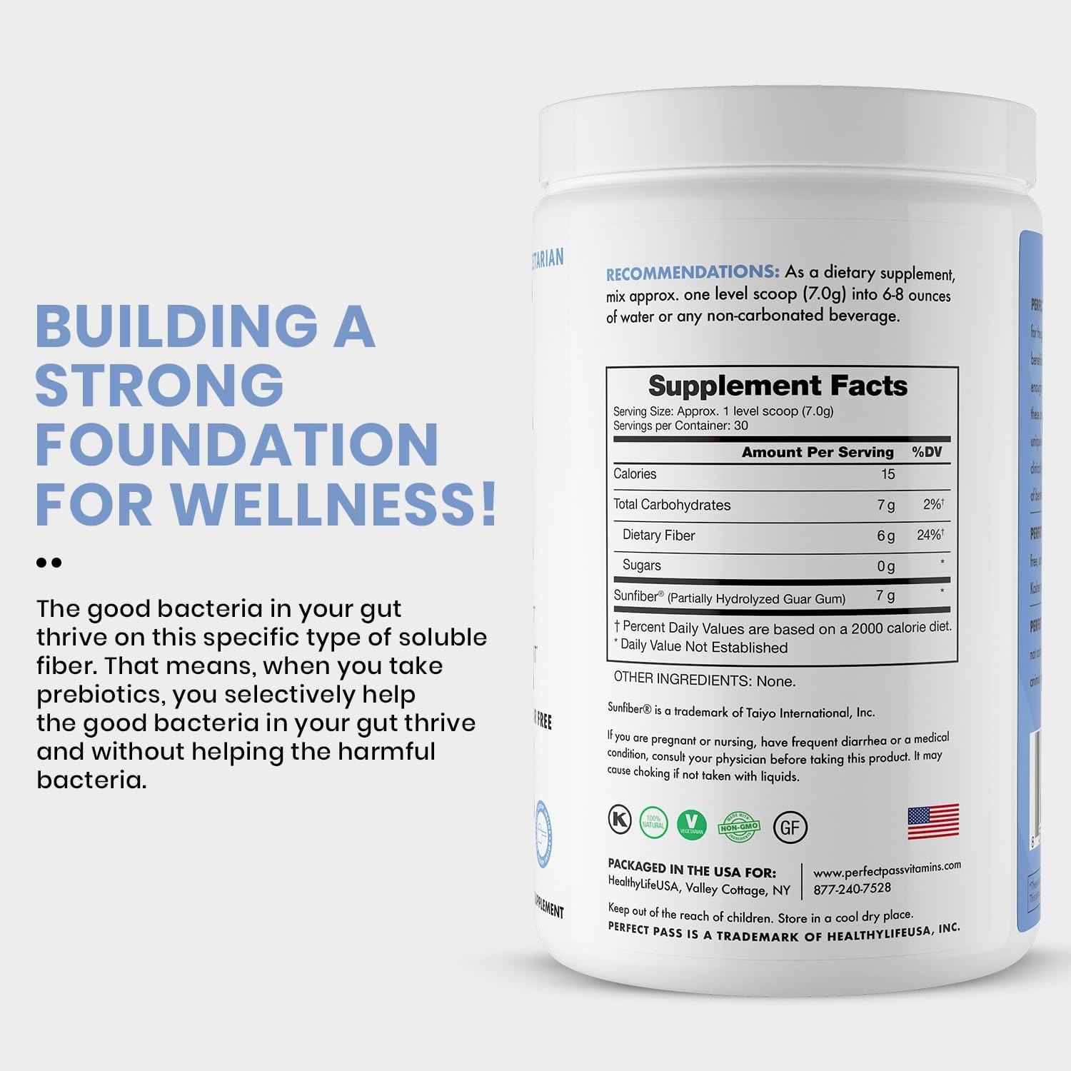Prebiotic PHGG Partially Hydrolyzed Guar Gum 210G Powder – 100% Natural Gluten F