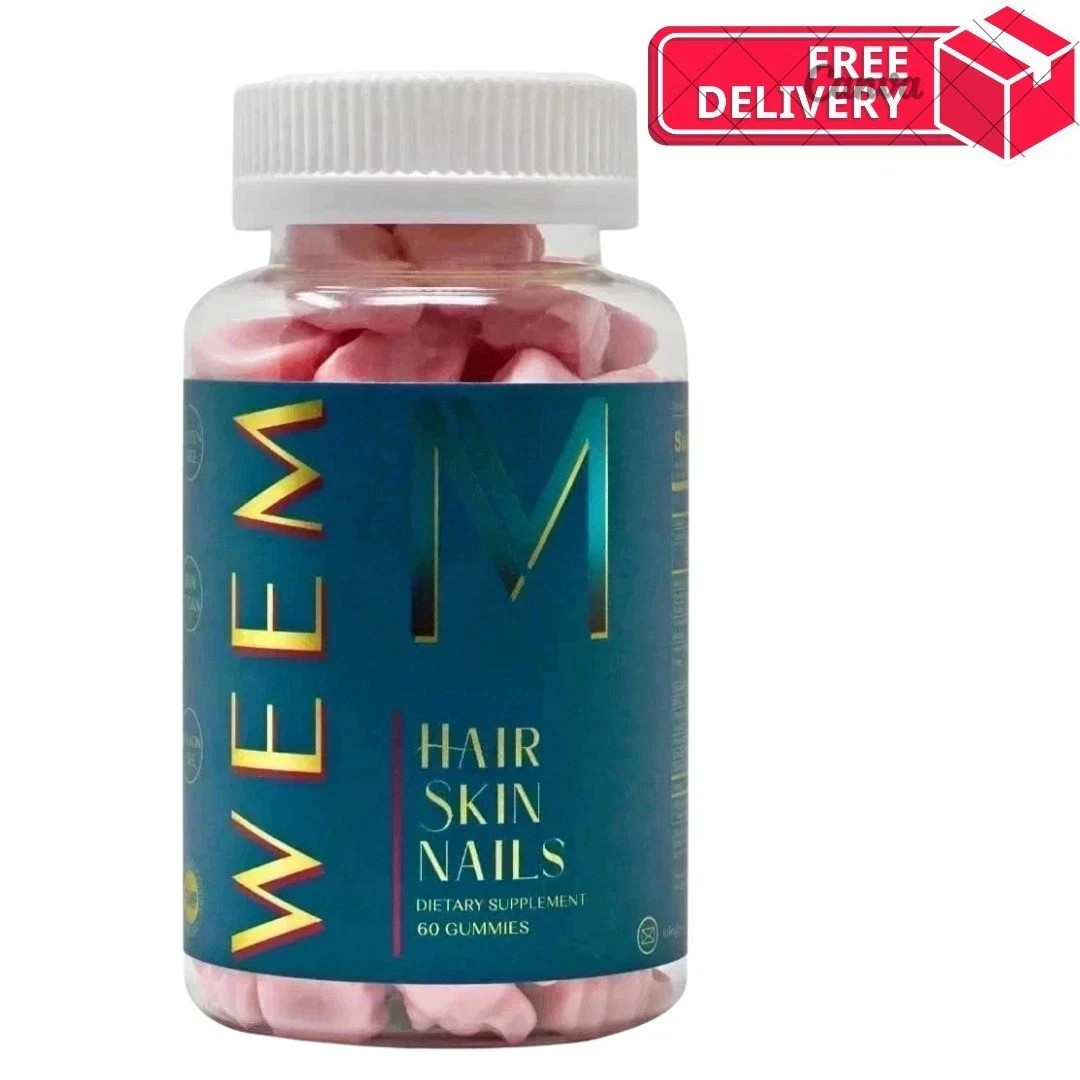 1 Pack WEEM Hair Skin & Nails Gummies Vegan Biotin Vitamin Support