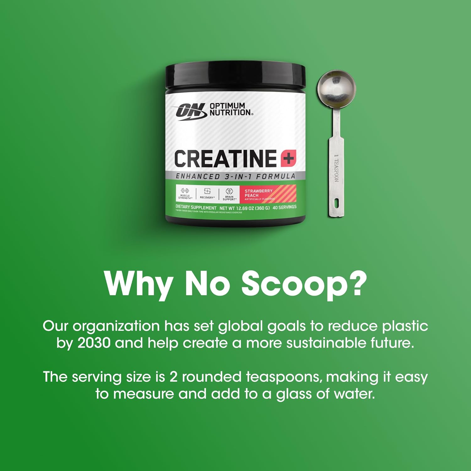 Optimum Nutrition Creatine Monohydrate Powder Strawberry Peach Performance 360g