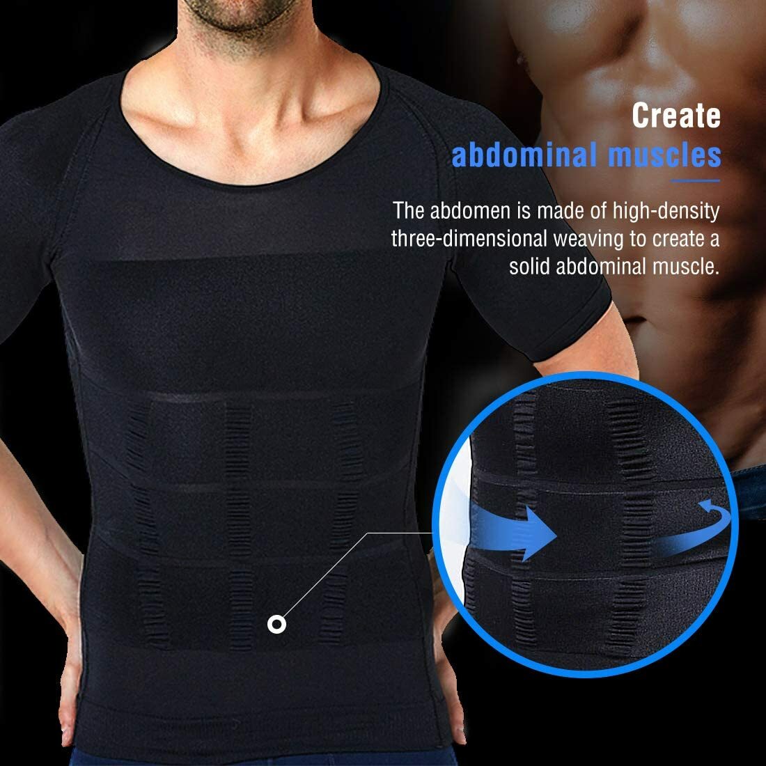 Men Classic Body Shaper Posture Corrector Vest Abdomen Compression Tops T-Shirt