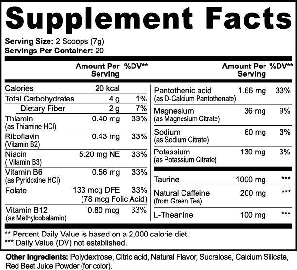 Energy Powder Sugar Free For Smooth Sustained Focus (Strawberry Shortcake)