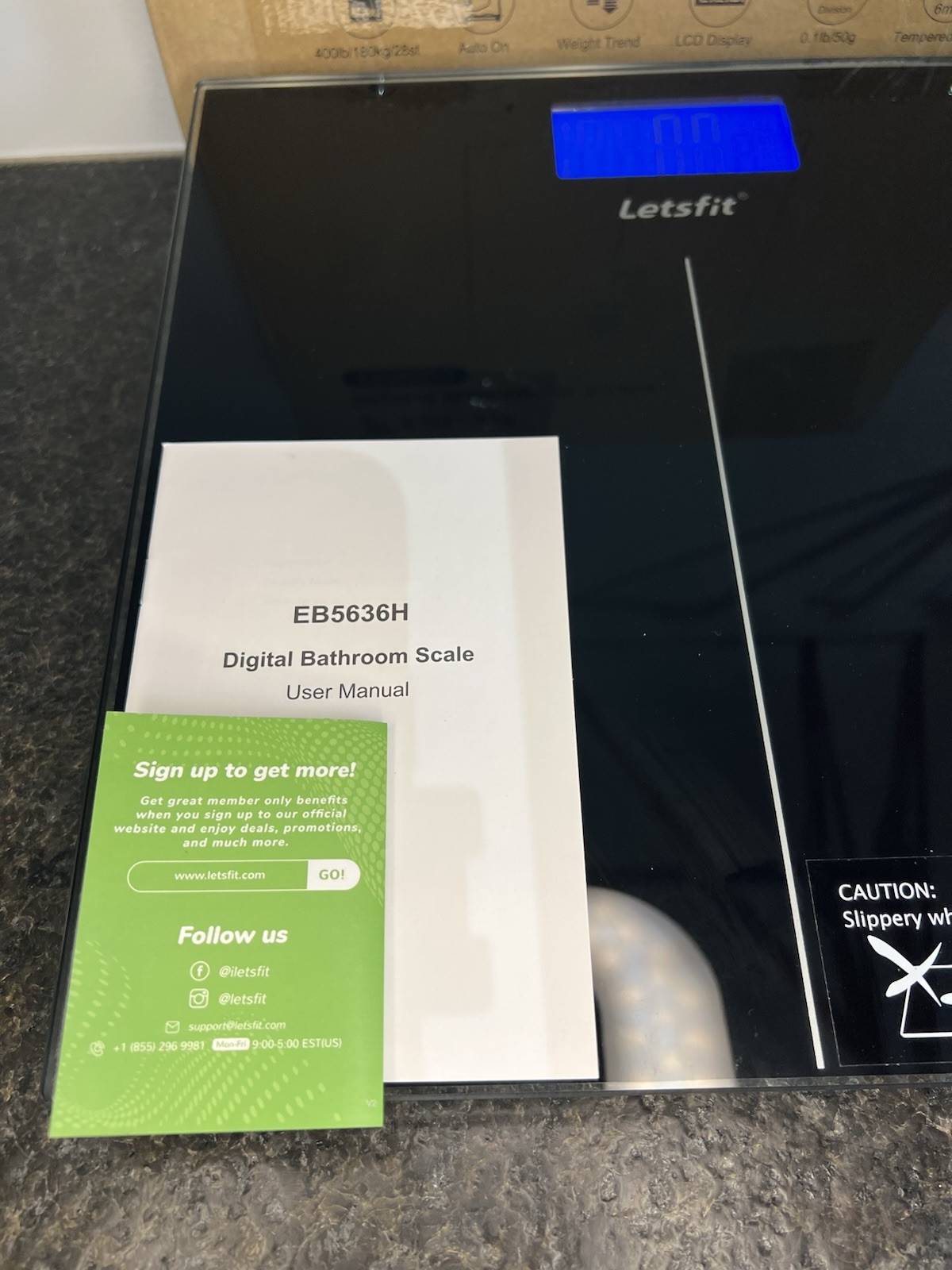 Letsfit Digital Scale (EB5636H) – BRAND NEW IN BOX 400lb Capacity/Tracks Weights