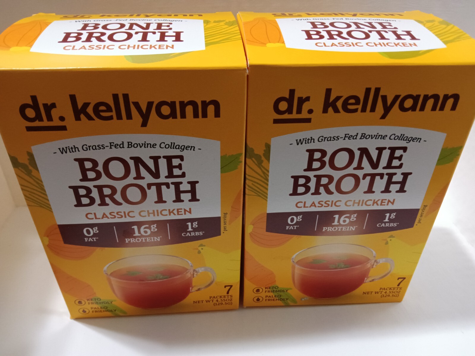 (2 boxes) Dr. Kellyann Bone Broth Packets, 7 Servings Chicken fast shipping.