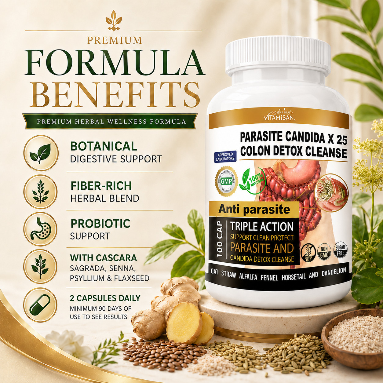 Intestinal Parasite Cleanse Detox Dietary Capsules Supports Digestion Free Ship