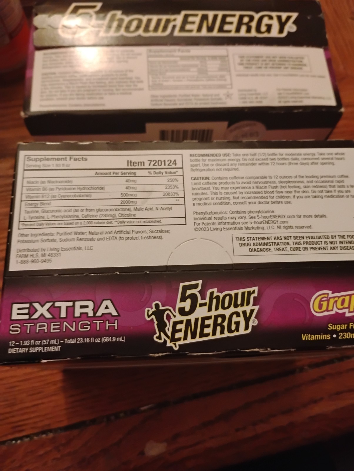 (lot of 2) 5-hour ENERGY Extra Strength 1.93 oz Grape – Pack of 22 exp 04/2027+