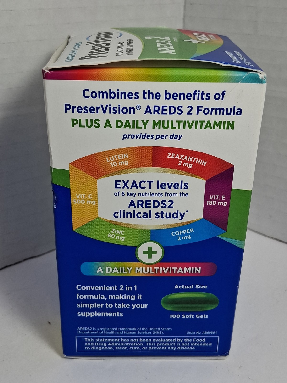 PreserVision AREDS 2 Formula + Multivitamin 100 Soft Gels Bausch Lomb Exp 05/26