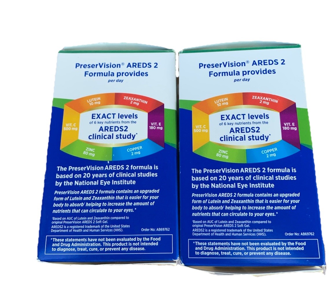 (2) Bausch+Lomb PreserVision AREDS 2 Formula 120 Softgels EXPIRATION 11/2026