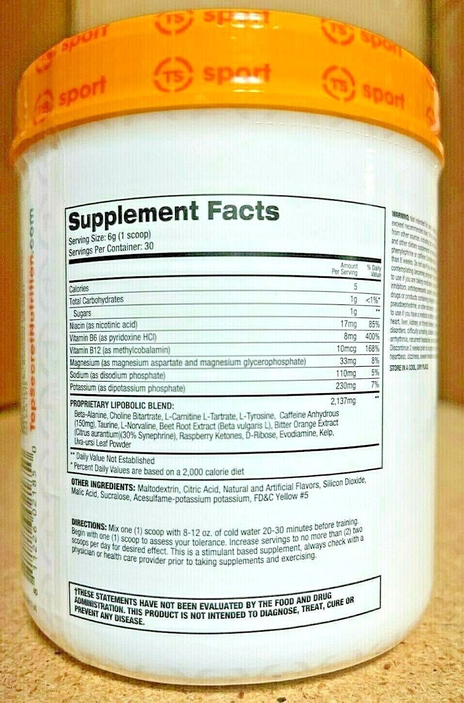 Top Secret Nutrition Cardio Igniter Fat Burner Thermogenic Powder 30 Serving New