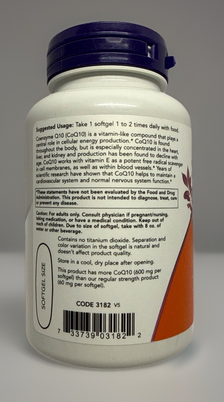 NOW Foods Coq10 600 MG – 60 Capsules Exp. 04/2030