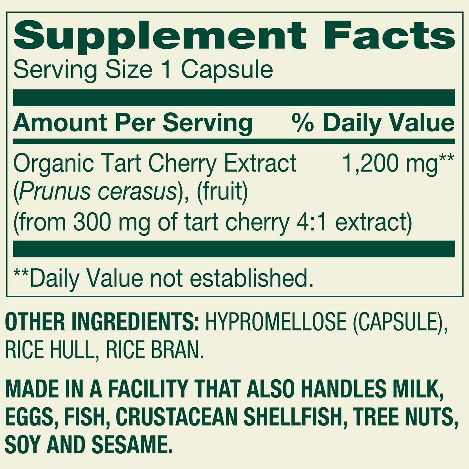 Tart Cherry Concentrate 1200 Mg Antioxidant Promotes Uric Acid Cleanse, 90 Caps