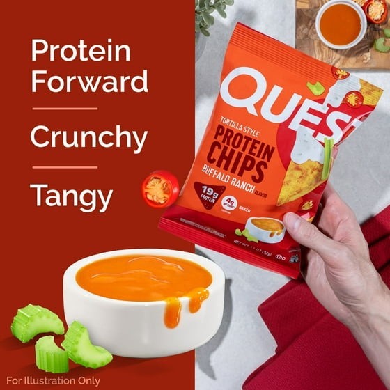 Quest Tortilla Style Protein Chips, Buffalo Ranch Flavor, Baked, 1.1oz Bags, 4 C