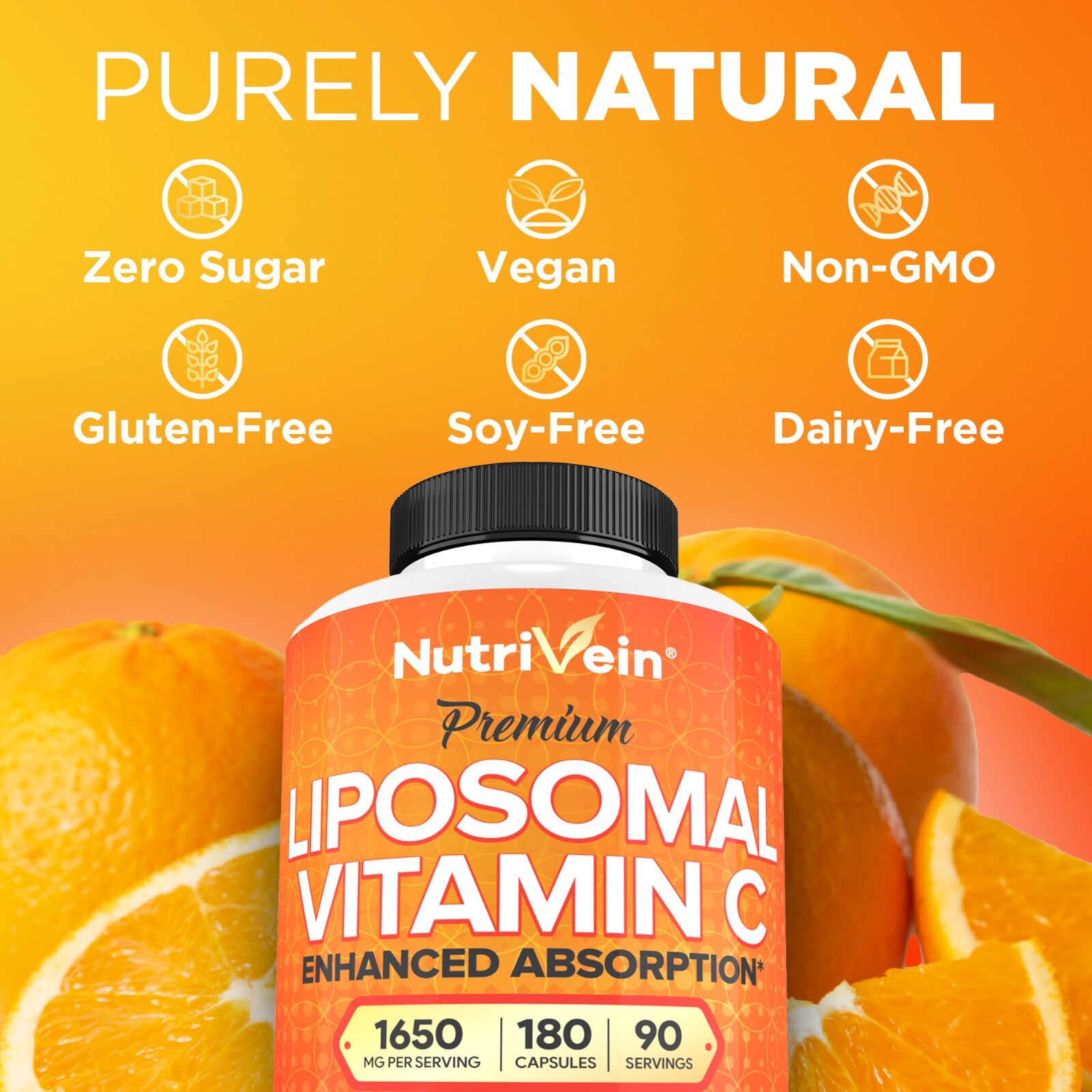 Nutrivein Liposomal Vitamin C 1650mg -180 Capsules – High Absorption Supplements