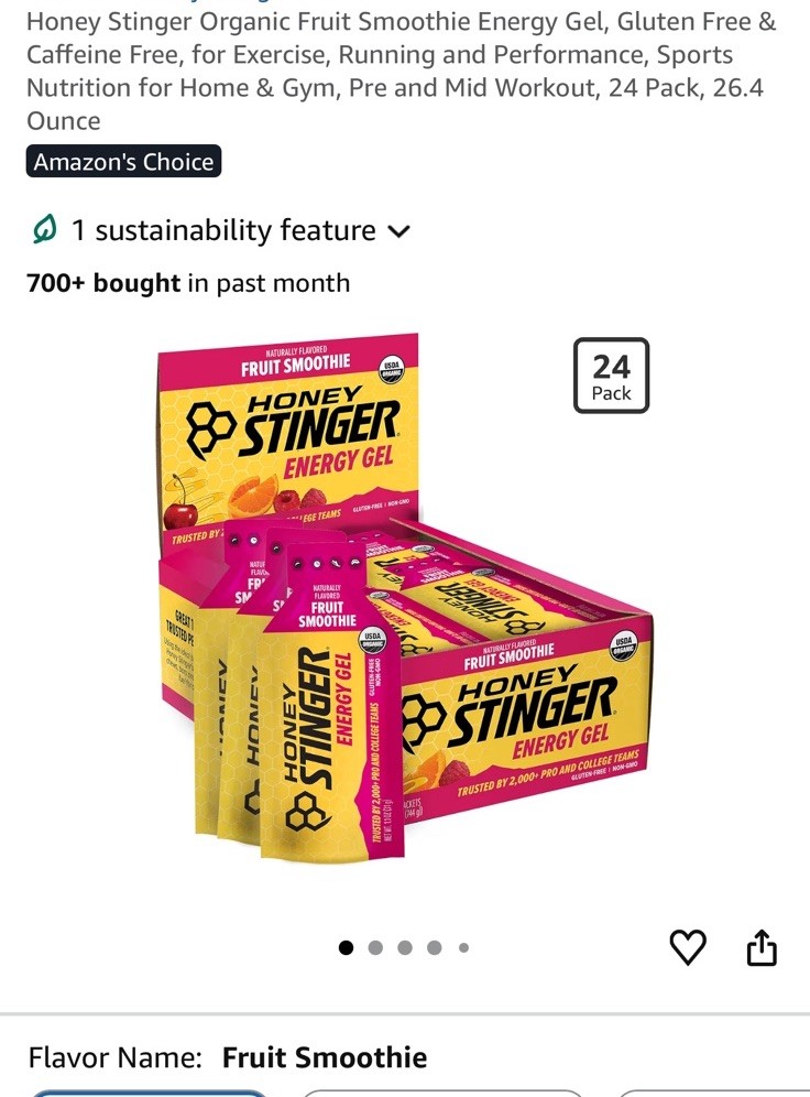 Honey Stinger Organic Fruit Smoothie Energy Gel 24 Pack