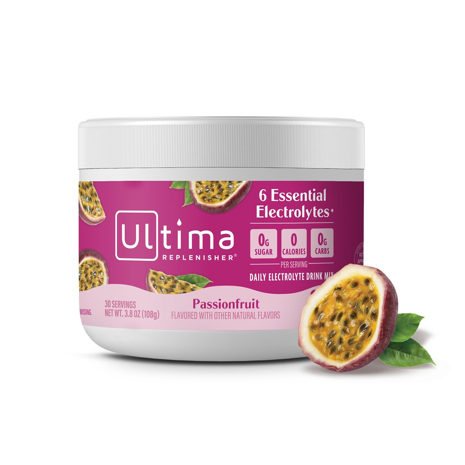 Ultima Replenisher Daily Electrolyte Powder Drink Mix – Passionfruit, 30 Serv…