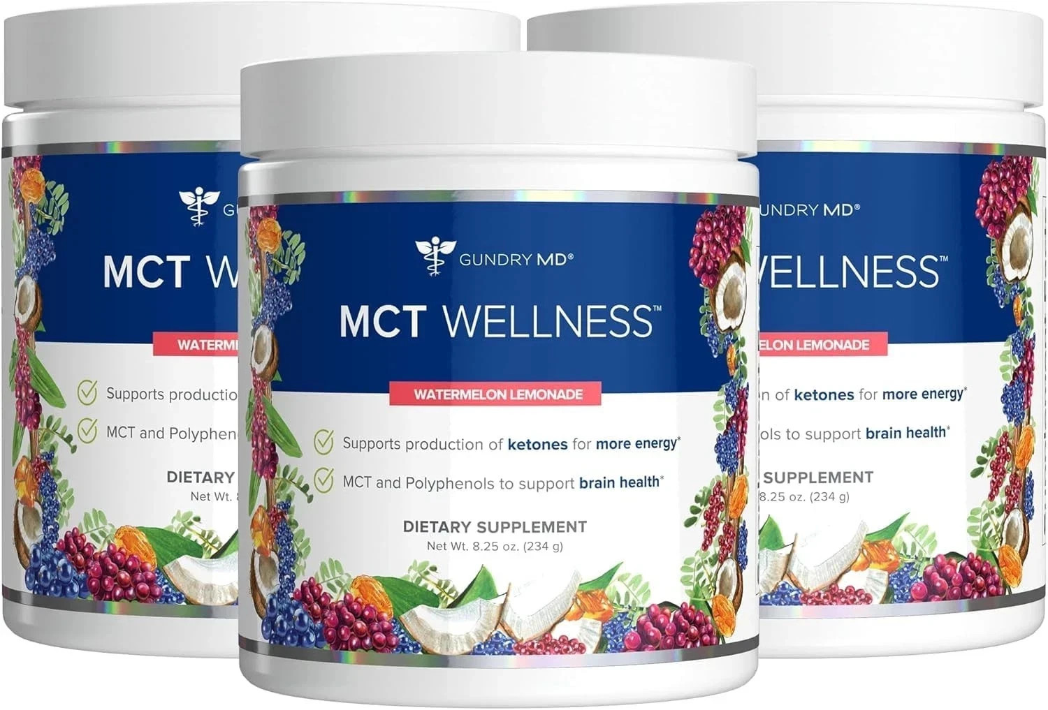 Gundry MD MCT Wellness Powder 8.25 oz Pack of 3 Energy & Keto Support Supplement