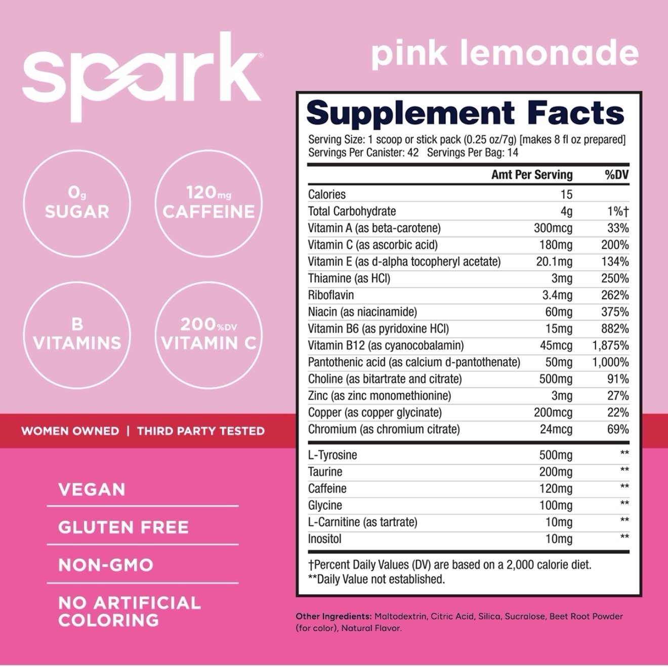 AdvoCare Spark Pink Lemonade Sugar-Free Drink Powder, 14 Stick Packs 3.5 oz