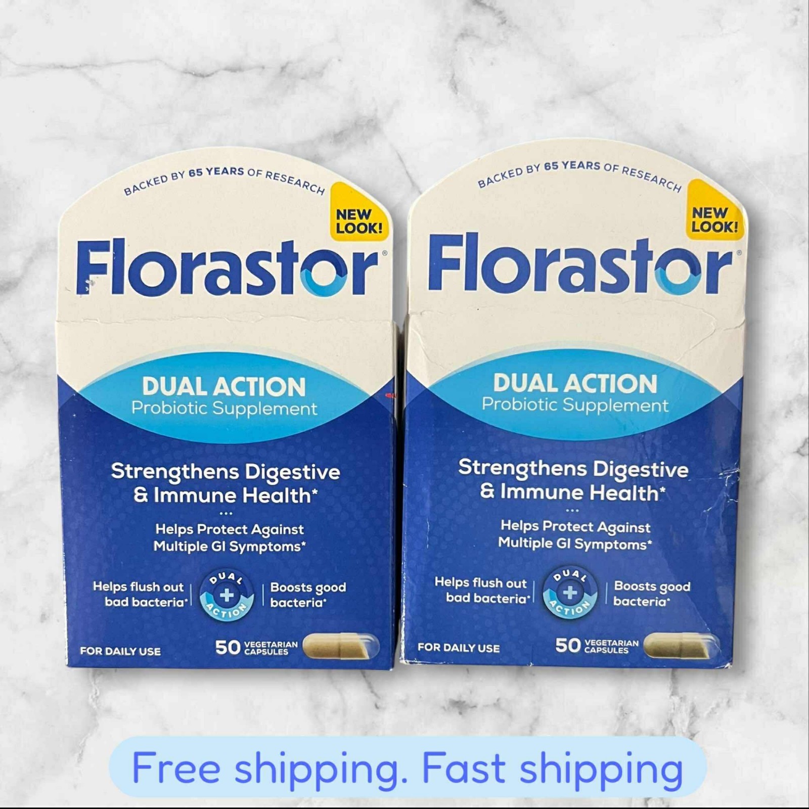 FOR 2 Florastor Dual Action Probiotic 50 Capsules Each Exp09/2026+ NEW SHIP