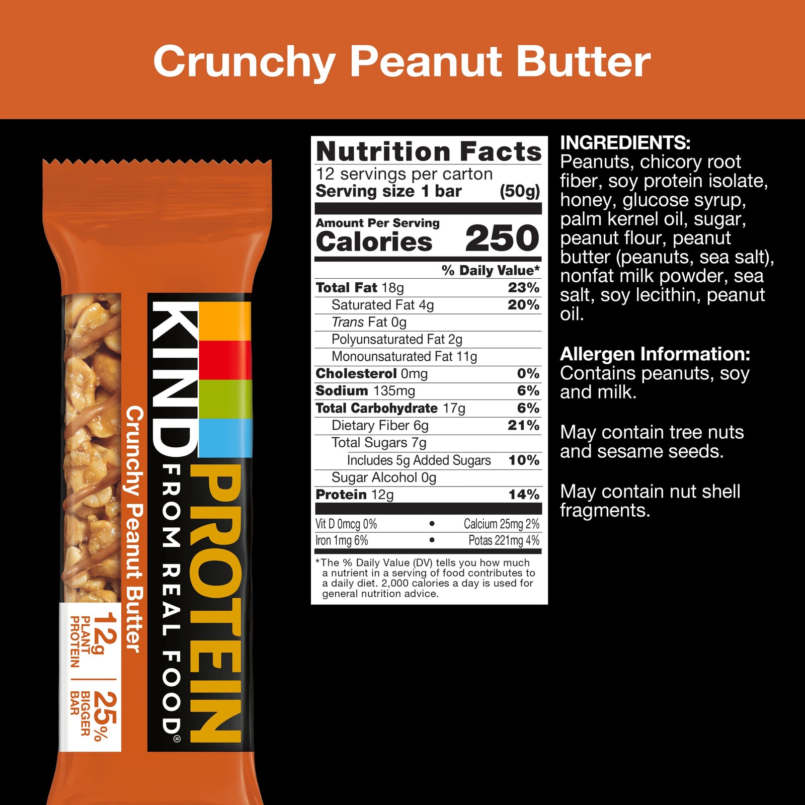 Protein Snack Bar, Crunchy Peanut Butter, Healthy Snacks, Gluten Free, 12g Pl…