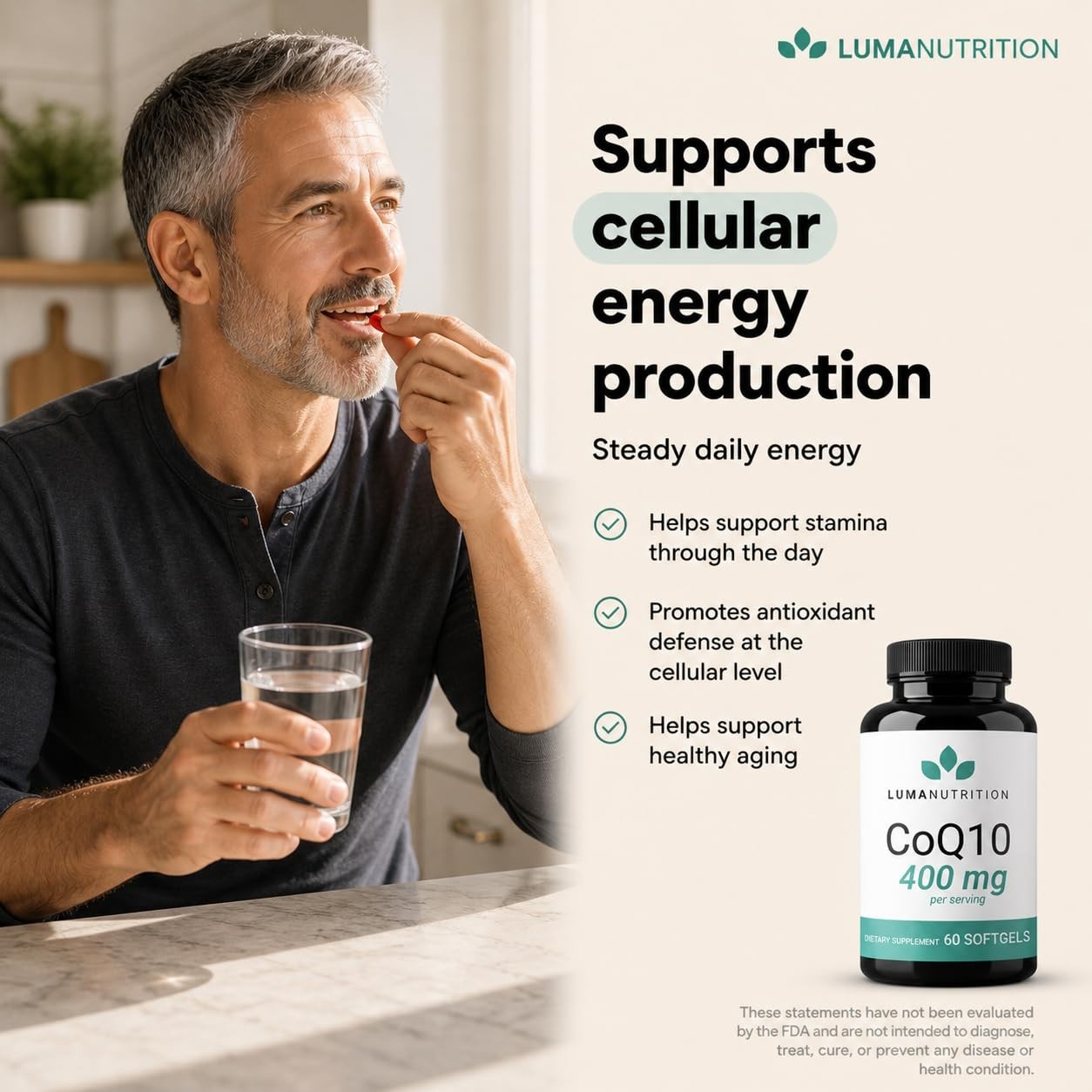 CoQ10 400mg Softgels – High-Absorption Coenzyme Q10 for Heart Health – 60 Count