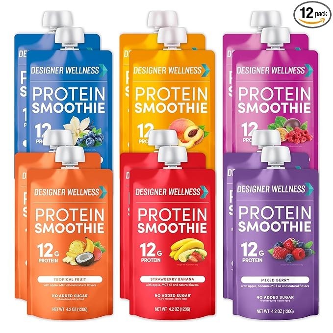 Designer Wellness Protein Smoothie Variety Pack – 12g Protein, Low Carb, 12 coun
