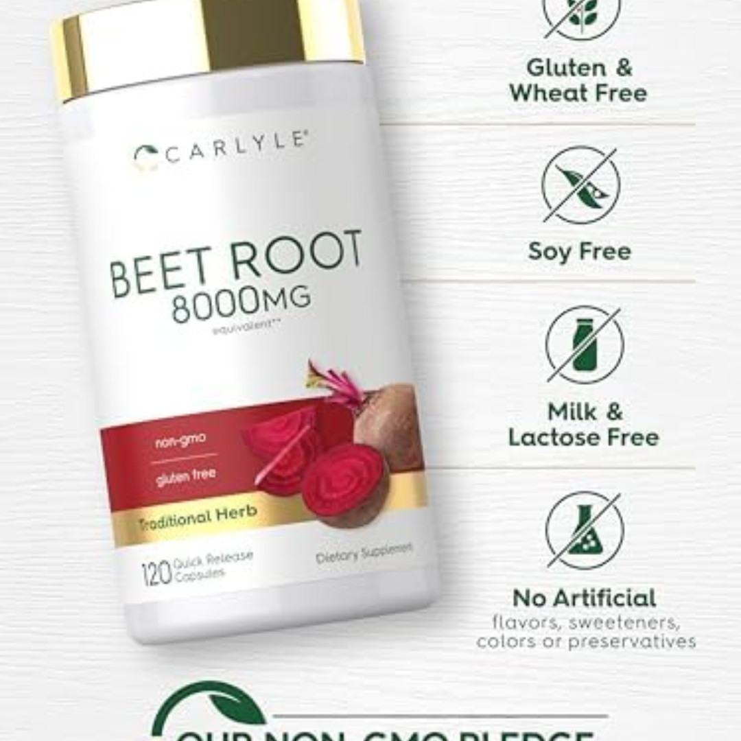USDA Organic Extra Strength Beet Root 20:1 Extract 8000 mg Strength 120 Capsules
