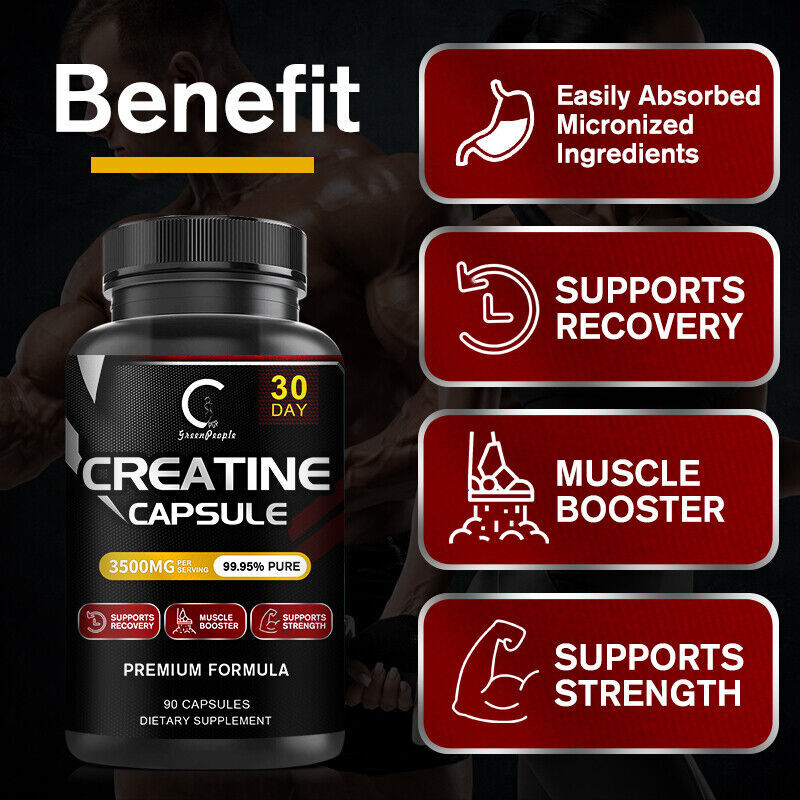 3500mg Creatine Monohydrate Capsules – Bodybuilding Muscle Growth – 90 Pills