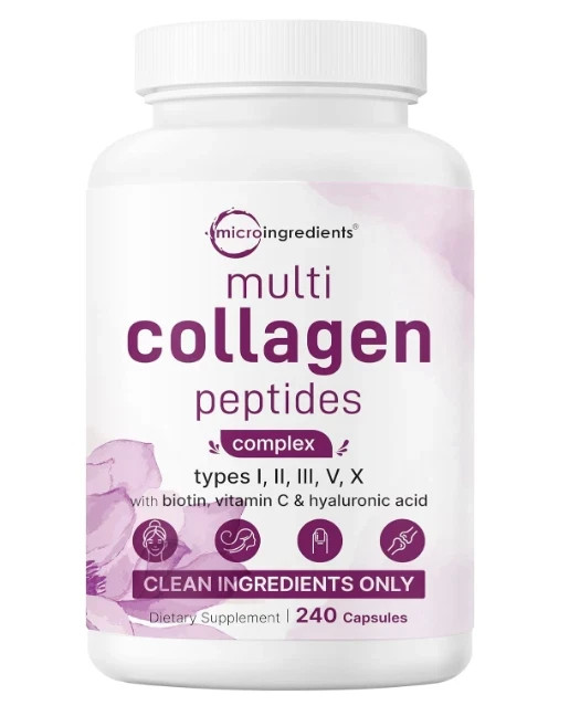 Micro Ingredients Multi Collagen Pills for Women & Men, 240 Capsules–