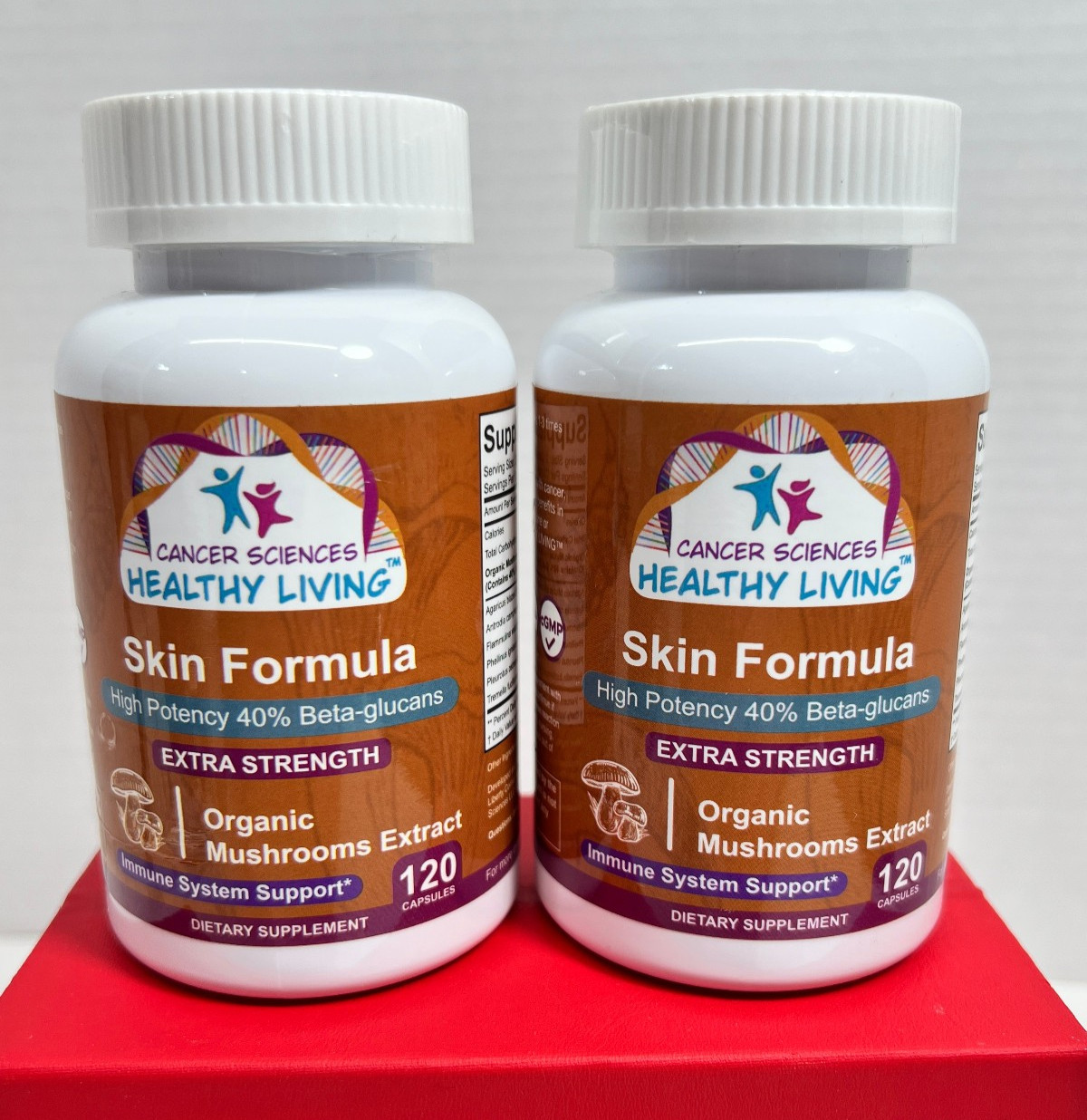 Lot of 2 Bottles Healthy Living Skin Wellness Supplement, Mushroom Extract
