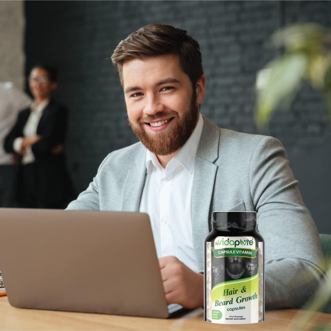 2x Beard Growth Supplement Men – Biotin Collagen Zinc Hair Skin Nails -Exp 08/25