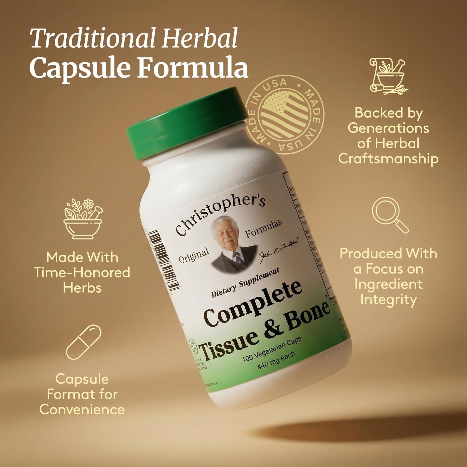 Christopher’s Original Formulas Complete Tissue & Bone 100 Vcaps Each (Pack of 4