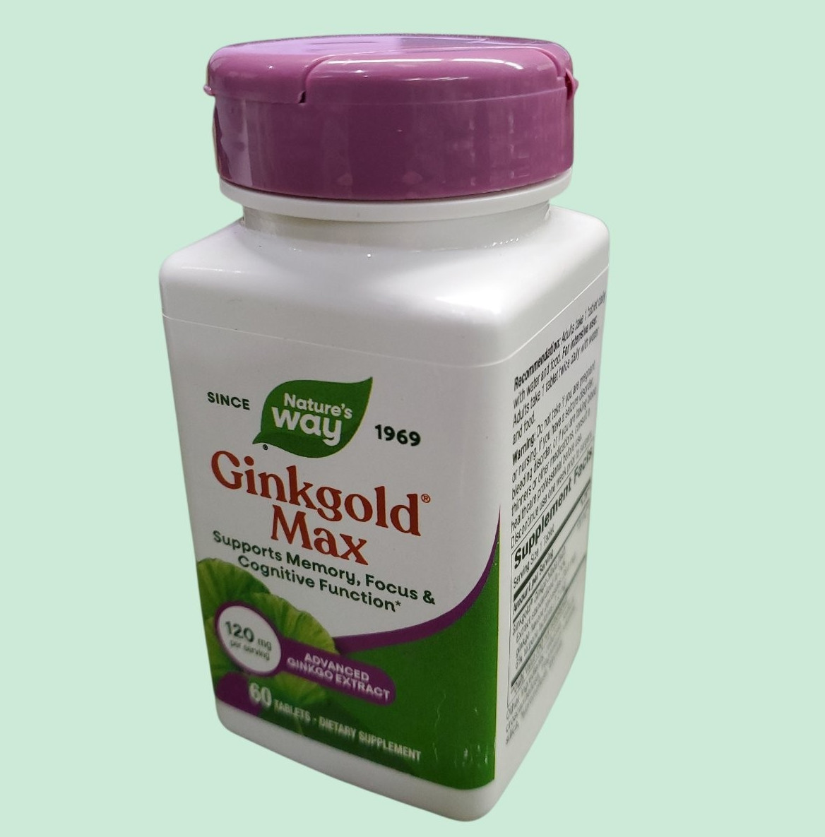 60 Tablets Nature’s Way Ginkgold MAX Ginkgo Biloba, Memory Focus Cognitive 01/29