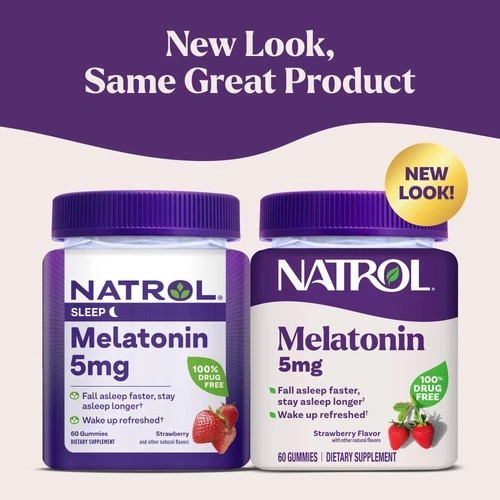Natrol® Melatonin Gummies, Sleep Support for Adults, Strawberry Flavor, 5 mg, 60