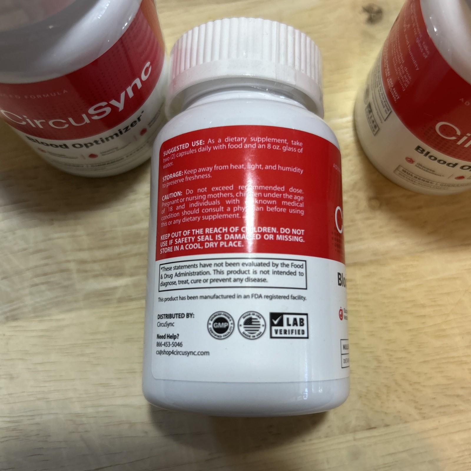 Lot Of 5 Bottles CircuSync Blood Optimizer Supplement, 60 Capsules/bottle