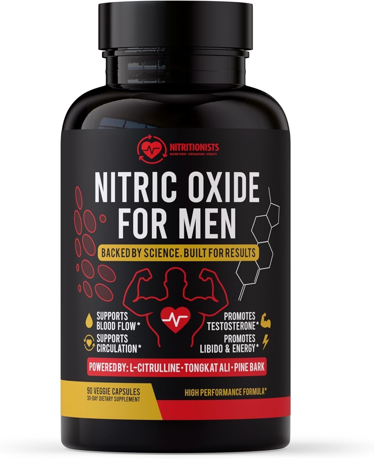 Nitric Oxide Supplement for Men, 90 Capsules | Daily Wellness & Performance Supp