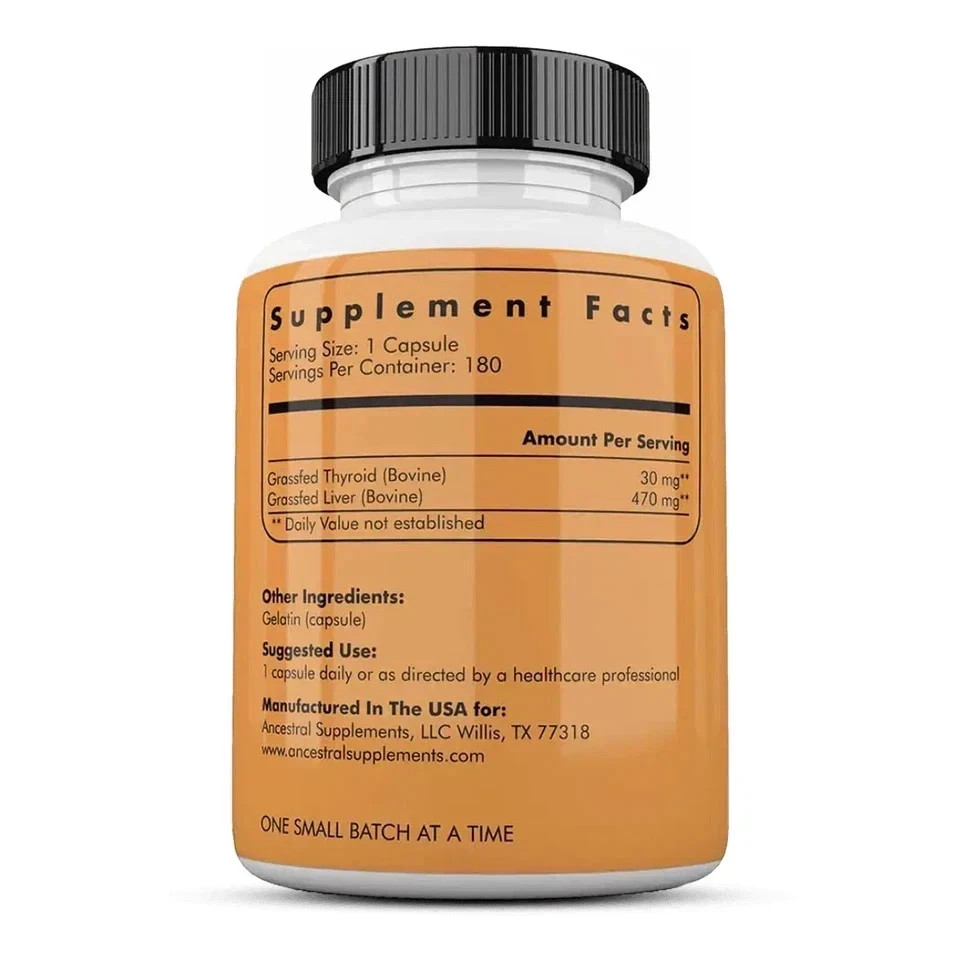 Ancestral Supplements Grass Fed Beef Thyroid 500 mg 180 Caps