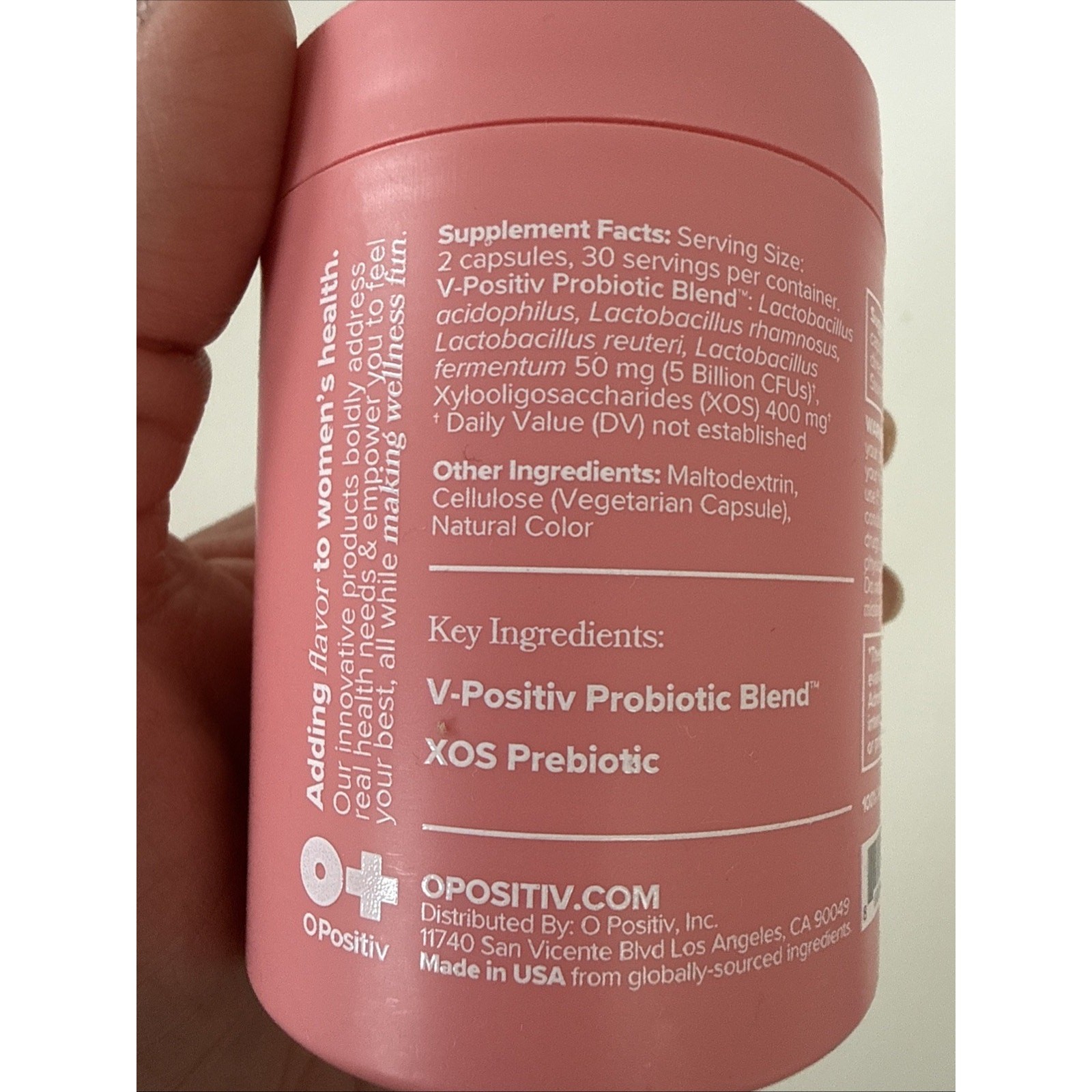 O Positiv URO Vaginal Probiotic Vegan Capsules – Pink 60ct