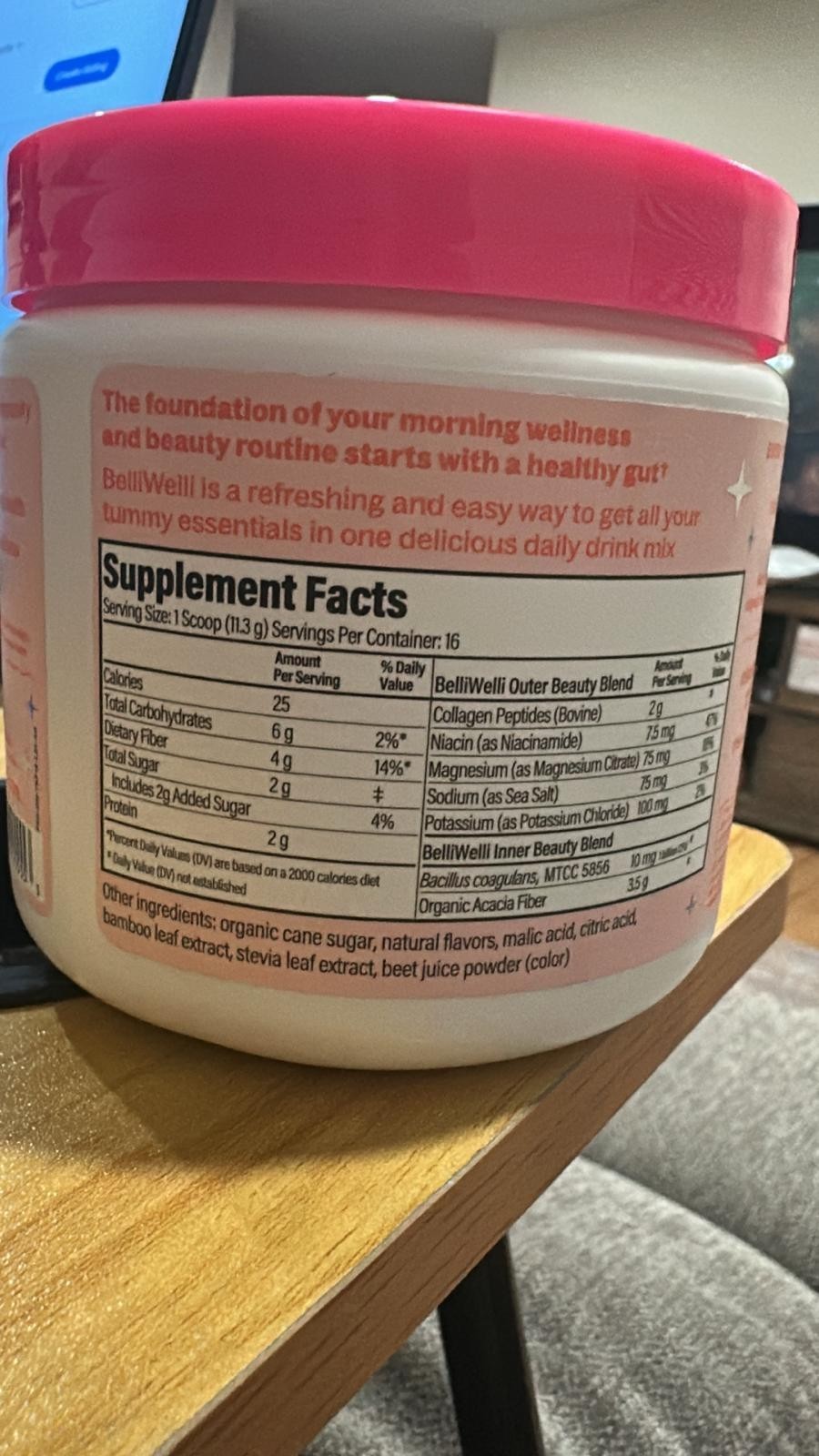 BelliWelli Fiber Supplement- Collagen, Probiotics and Electrolytes, Exp 09/2026