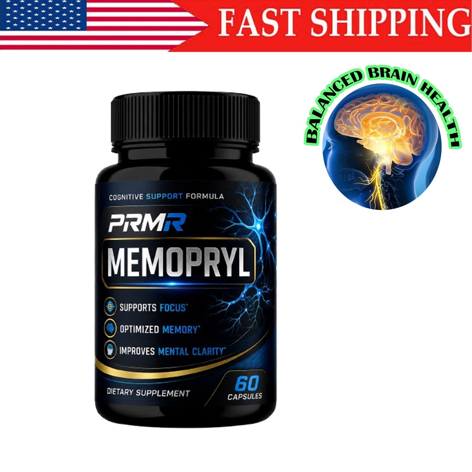 Brain & Focus 60ct, Healthy Memory Function, Clarity Nootropic Supplement USA