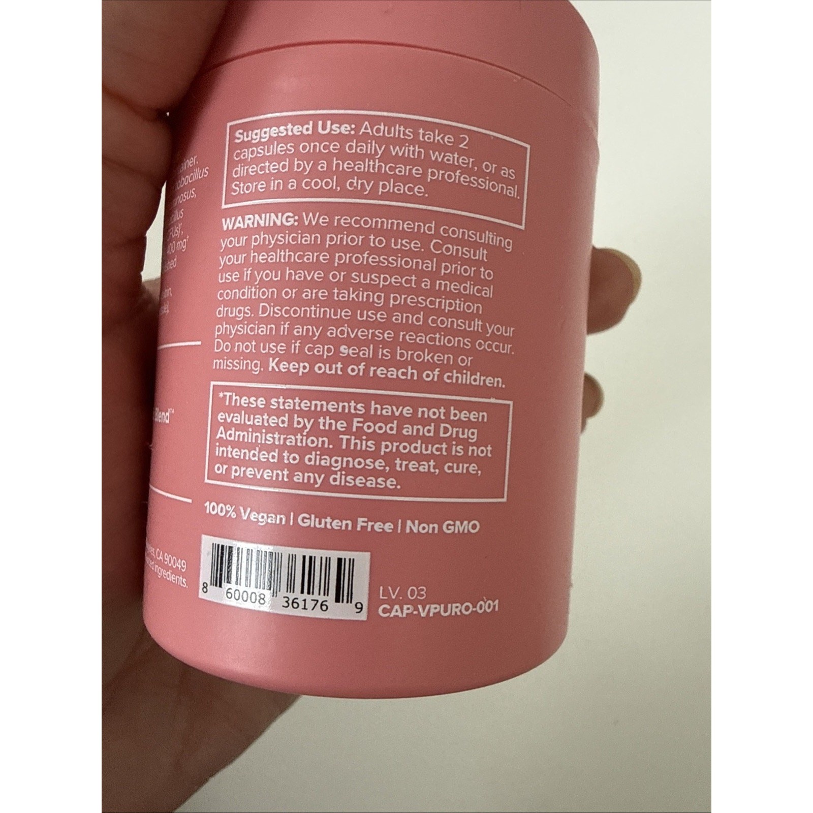 O Positiv URO Vaginal Probiotic Vegan Capsules – Pink 60ct